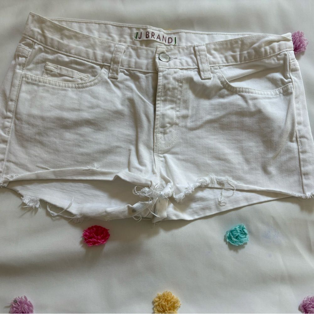 J Brand White Distressed Women Shorts
